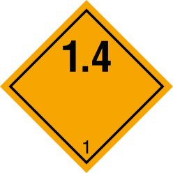   ADR/RID/ADN bárca, 1 osztály veszélye, 1.4 alosztály, robbanóanyagok és -tárgyak matrica / tábla [20db/ív]