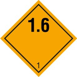   ADR/RID/ADN bárca, 1 osztály veszélye, 1.6 alosztály, robbanóanyagok és -tárgyak matrica / tábla [20db/ív]