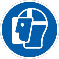   Arcvédő használata kötelező! matrica (ISO 7010-M013 piktogram)