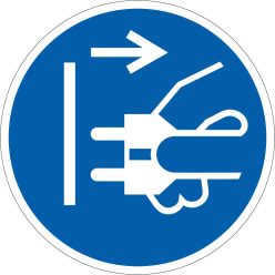   A készülék nyitás előtt áramtalanítandó! matrica (ISO 7010-M006 piktogram)