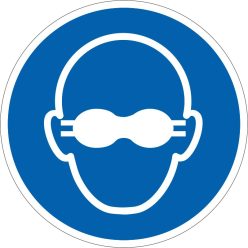   Átlátszatlan szemvédő használata kötelező! matrica (ISO 7010-M007 piktogram)