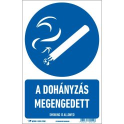   A dohányzás megengedett matrica / tábla (piktogram + felirat)