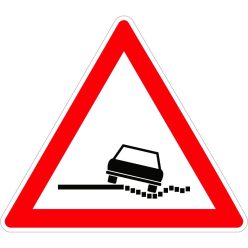 Veszélyes padka KRESZ közlekedési tábla
