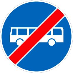 Autóbusz-forgalmi sáv vége KRESZ közlekedési tábla