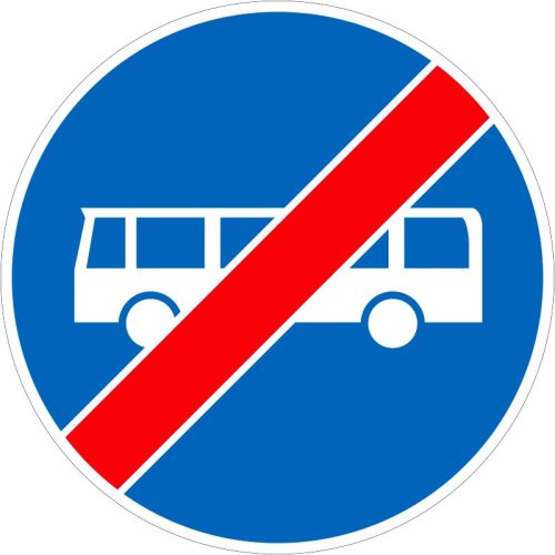 Autóbusz-forgalmi sáv vége KRESZ közlekedési tábla