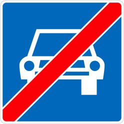 Autóút vége KRESZ közlekedési tábla
