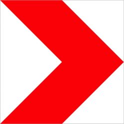   Négyzet alakú iránytábla (jobbra) KRESZ közlekedési tábla