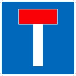 Zsákutca KRESZ közlekedési tábla