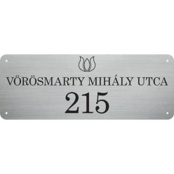 A házszámtábla 3mm vastag, szálra húzott ezüst színű alumínium szendvicslemez alapanyag UV táblanyom