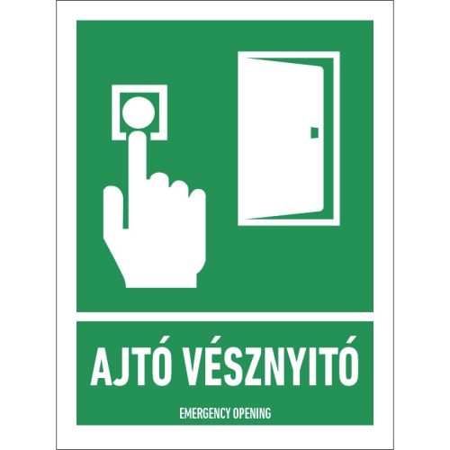 Ajtó vésznyitó matrica (piktogram + felirat) 150x200 mm