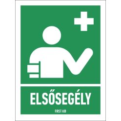   Elsősegély tábla (ISO 7010-E064 piktogram + felirat) 150x200 mm