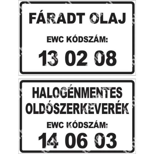 EWC-kódos tábla matrica / tábla