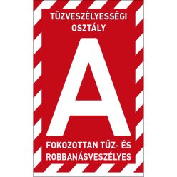   A tűzveszélyességi osztályba sorolt helyiség matrica / tábla (felirat)