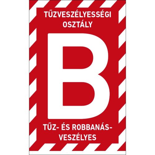 B tűzveszélyességi osztályba sorolt helyiség matrica / tábla (felirat)