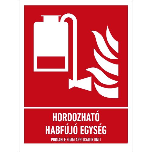 Hordozható habfújó egység tábla (ISO 7010-F010 piktogram + felirat) 150x200 mm