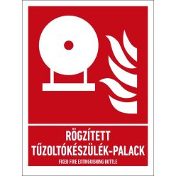   Rögzített tűzoltókészülék-palack tábla (ISO 7010-F013 piktogram + felirat) 150x200 mm