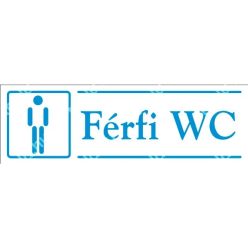 Férfi WC matrica / tábla (kék/fehér, magyar nyelvű)
