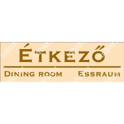 Étkező matrica / tábla (bézs/barna, három nyelvű)