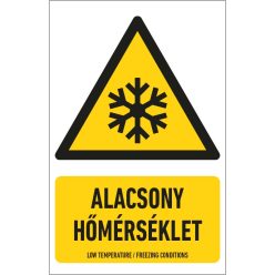   Alacsony hőmérséklet matrica / tábla (ISO 7010-W010 piktogram + felirat)