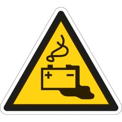 Akkumulátorhelyiség matrica (ISO 7010-W026 piktogram)