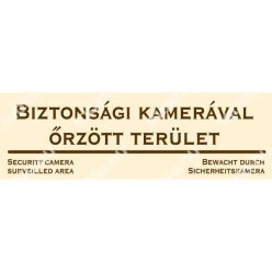   Biztonsági kamerával őrzött terület! matrica / tábla (bézs/barna, három nyelvű)