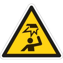   A fej sérülésének veszélye matrica (ISO 7010-W020 piktogram) 20 mm [20db/ív]